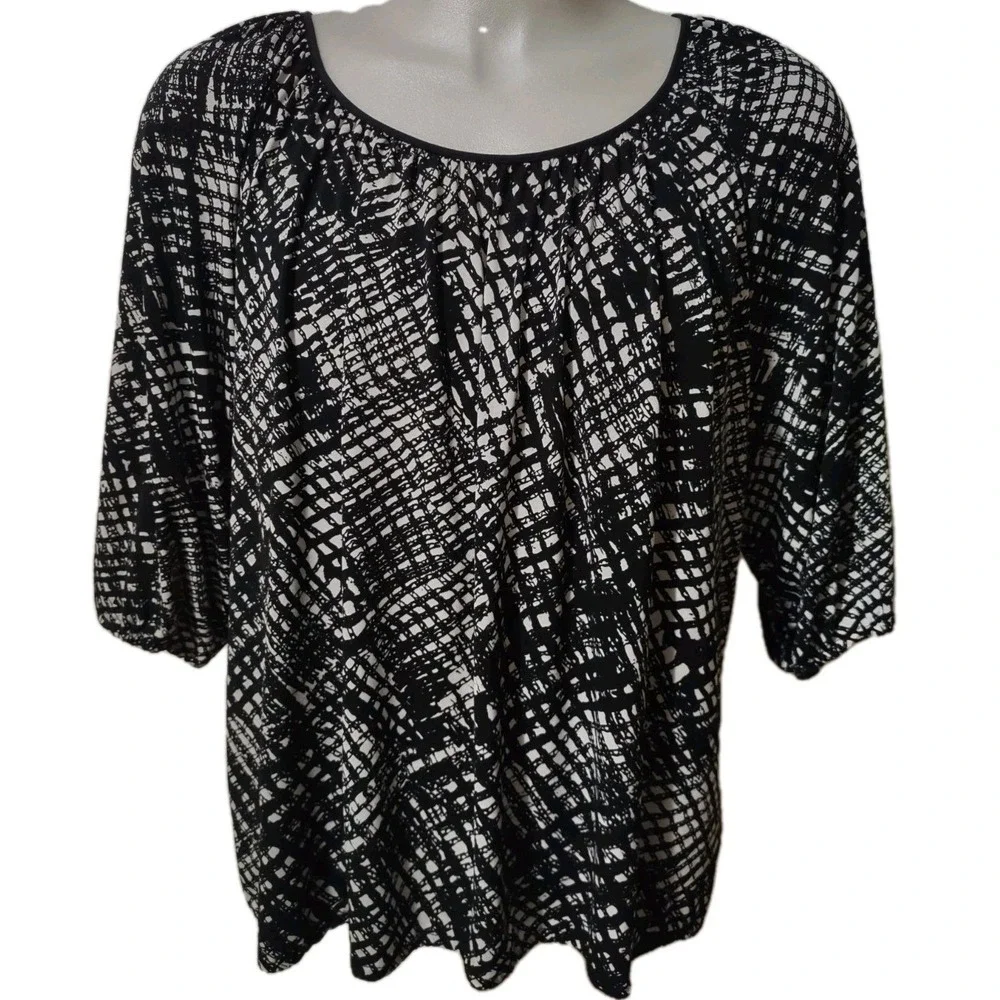 Michael‎ Kors Shirt Women's Size 2X Multicolor Classic Top Round Neck  Round Hem